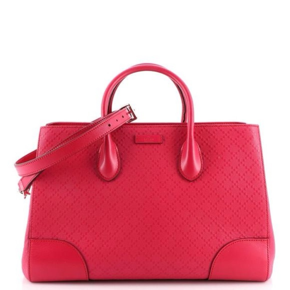 SOLD GUCCI PINK “Bright Diamante” textured leather top handle